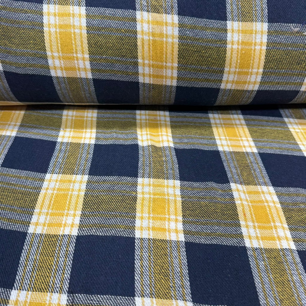 Flanela Xadrez Amarelo e Azul