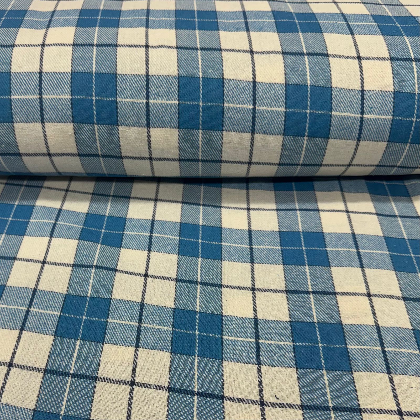 Flanela Xadrez Azul e Branco 