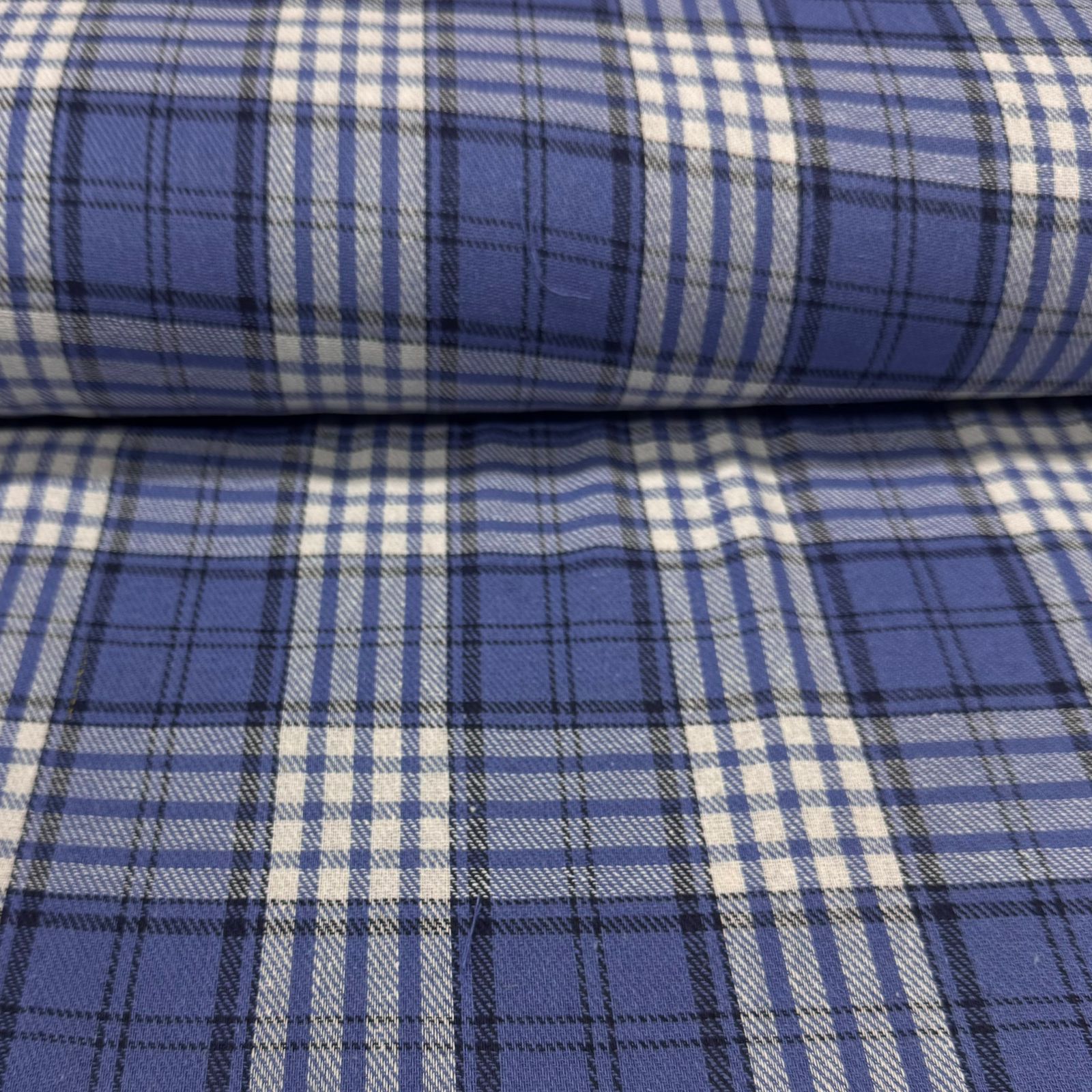 Flanela Xadrez Azul e Branco