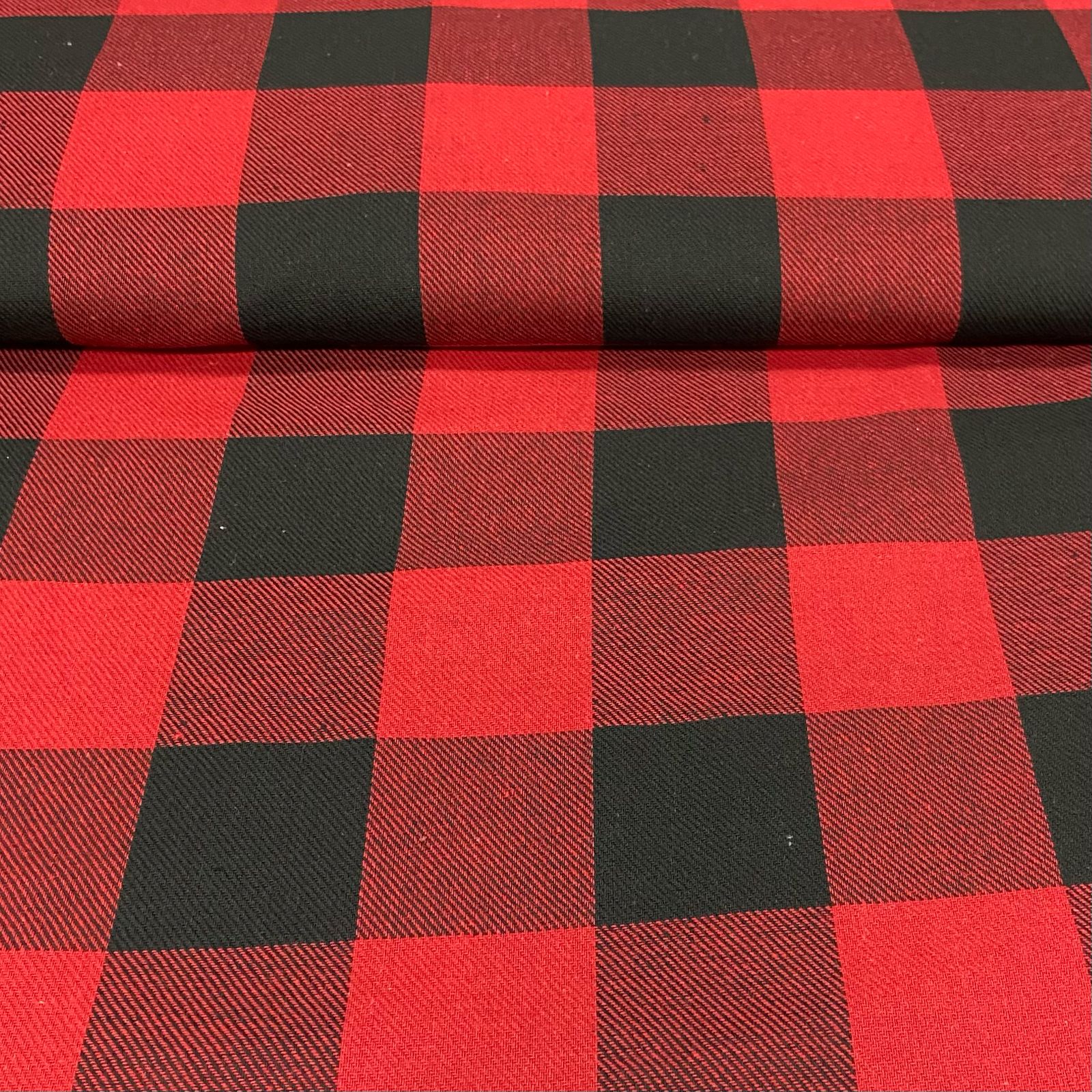 Flanela Xadrez Grande Vermelho e Preto