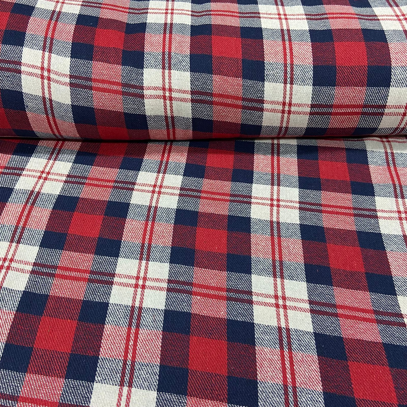 Flanela Xadrez Náutico Vermelho e Azul