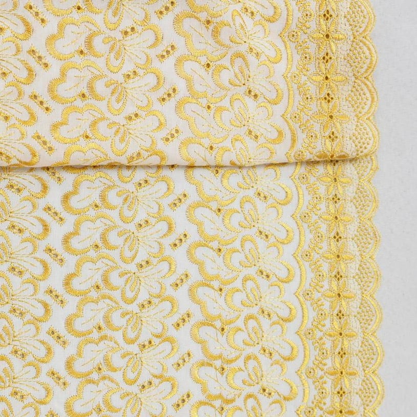 Laise Broderi Bicolor Branco com Dourado