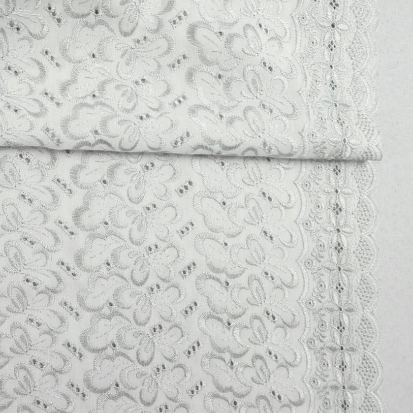 Laise Broderi Bicolor Branco com Prata