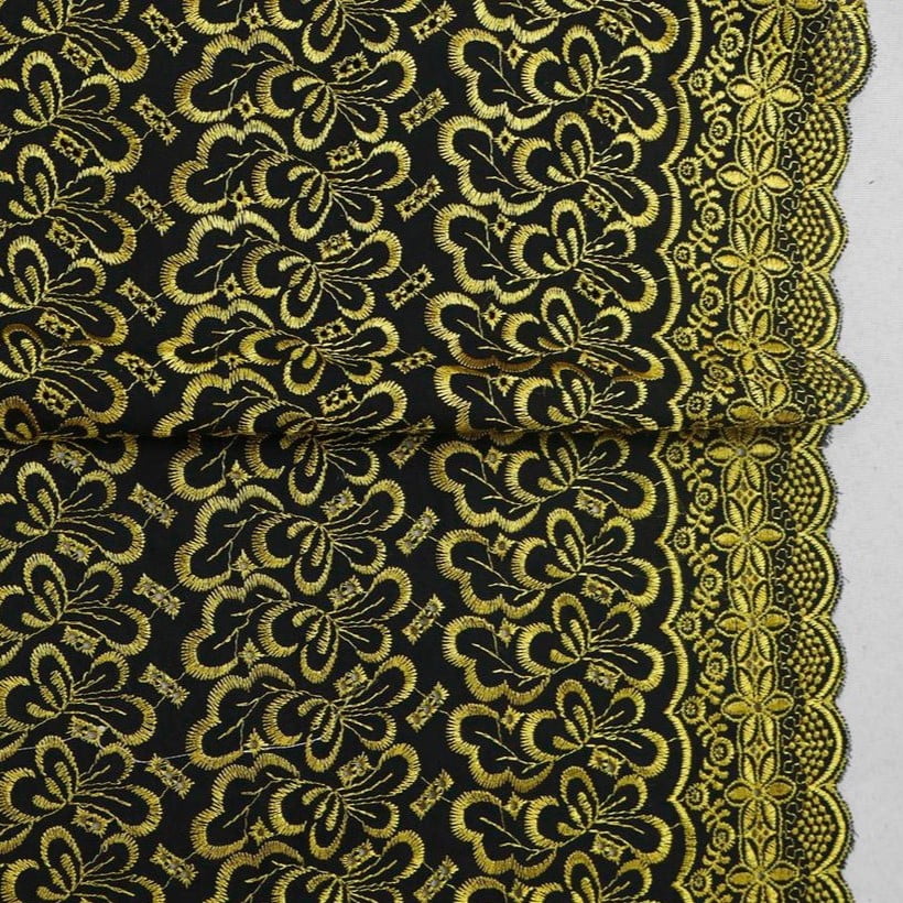 Laise Broderi Bicolor Preto com Dourado