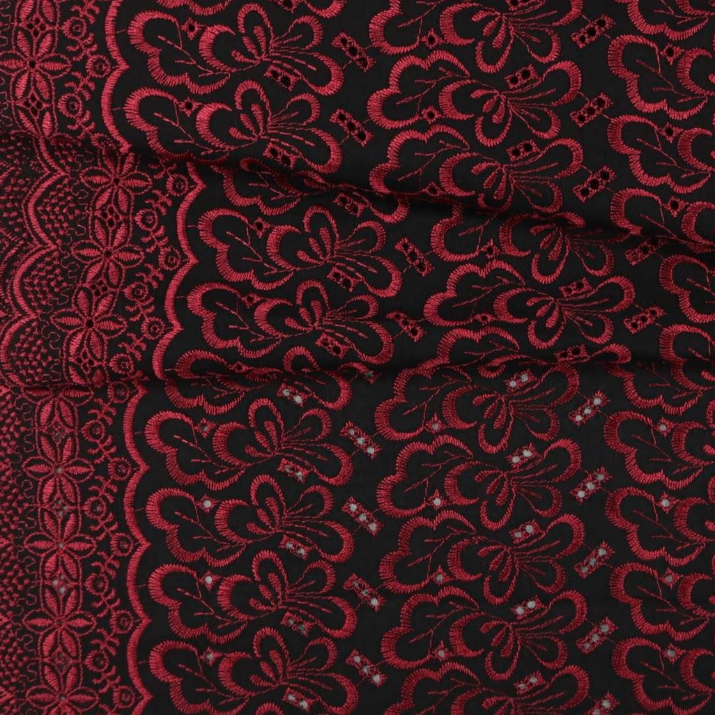 Laise Broderi Bicolor Preto com Vermelho