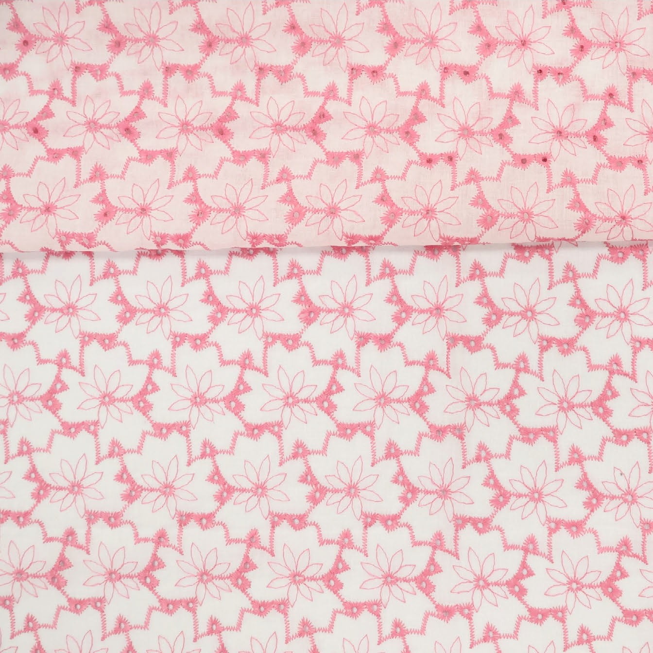 Layse Algodão Flores Rosa e Branco 