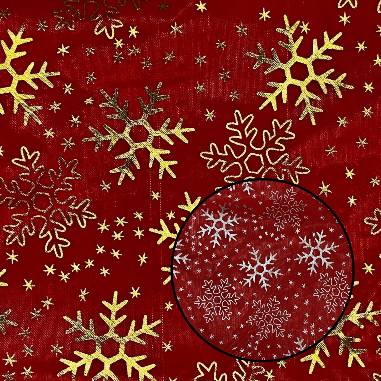 Organza Floco de Neve OURO/PRATA Dupla Face