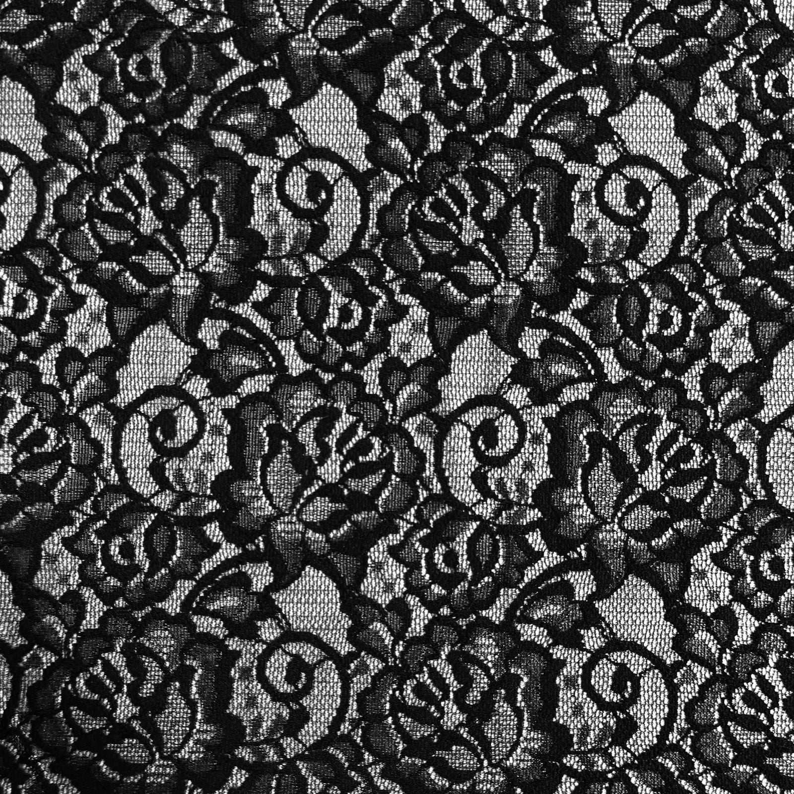 Tule Bordado Flores Pretas LIVE