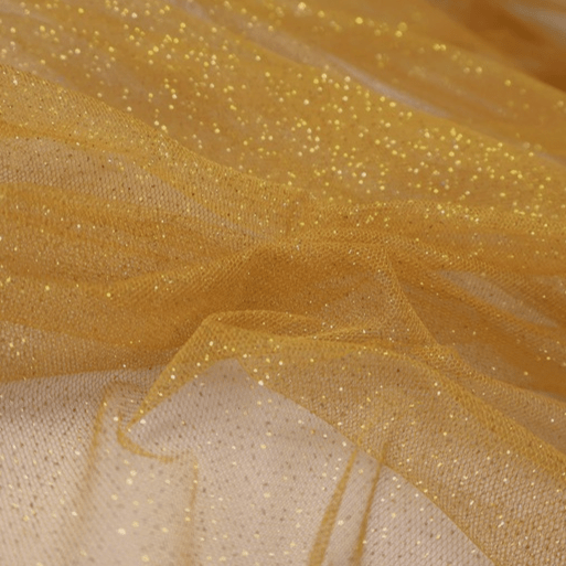 Tule Glitter Amarelo Ouro Sobretom