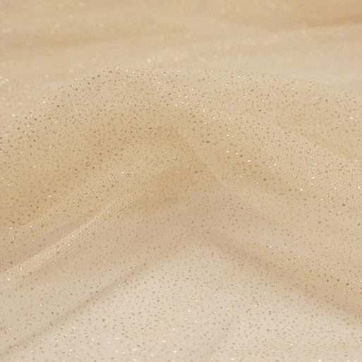 Tule Glitter Areia Com Dourado