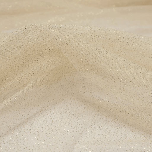 Tule Glitter Champagne Com Dourado
