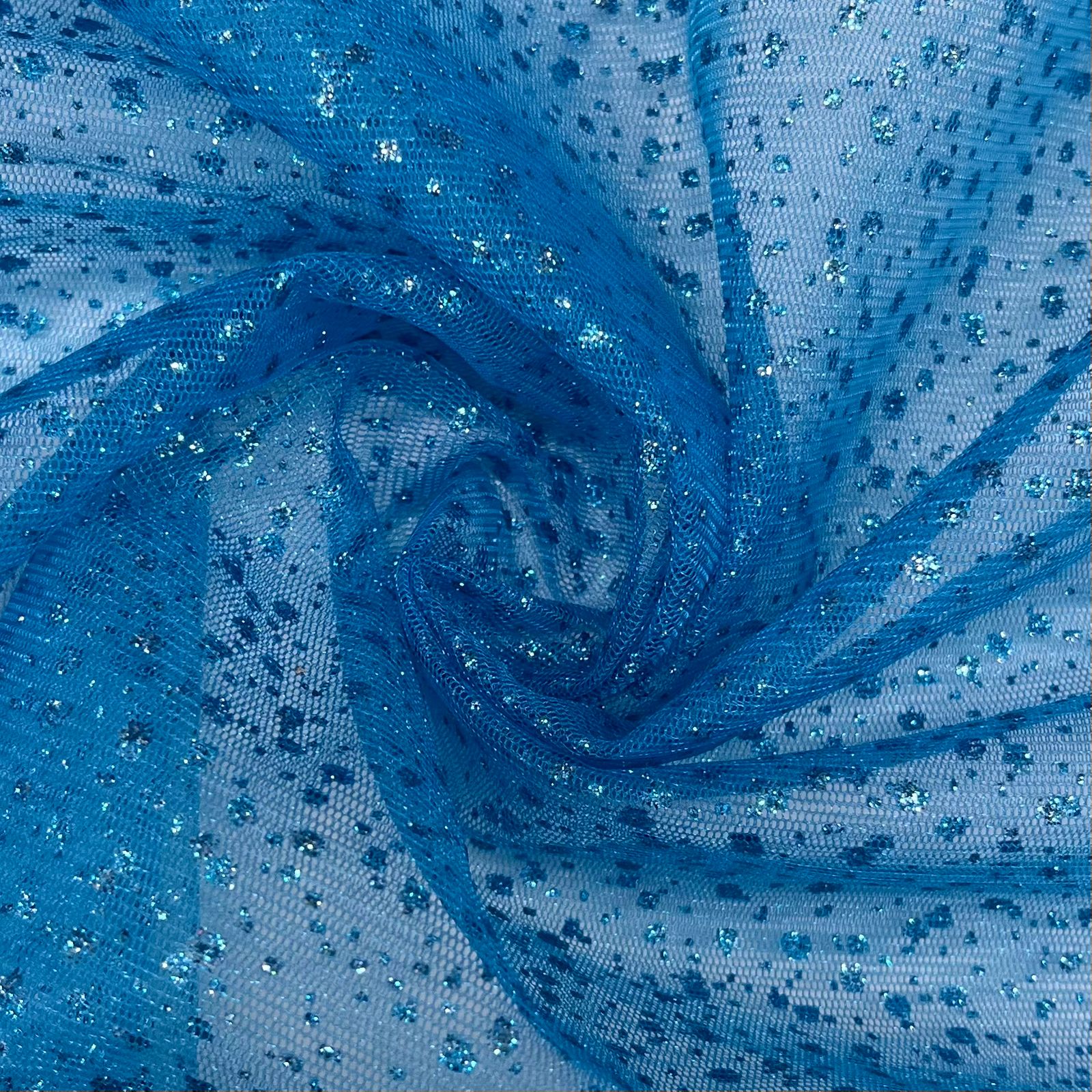 Tule Glitter Explosão Azul Turquesa