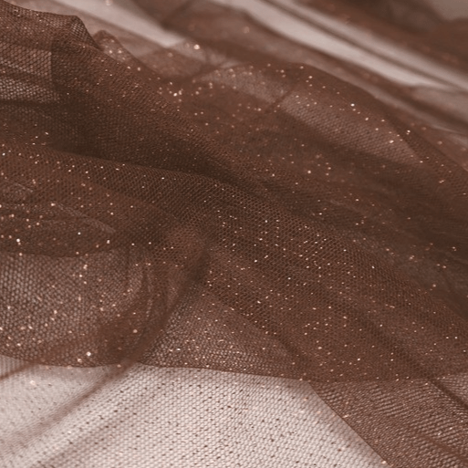 Tule Glitter Marrom Sobretom