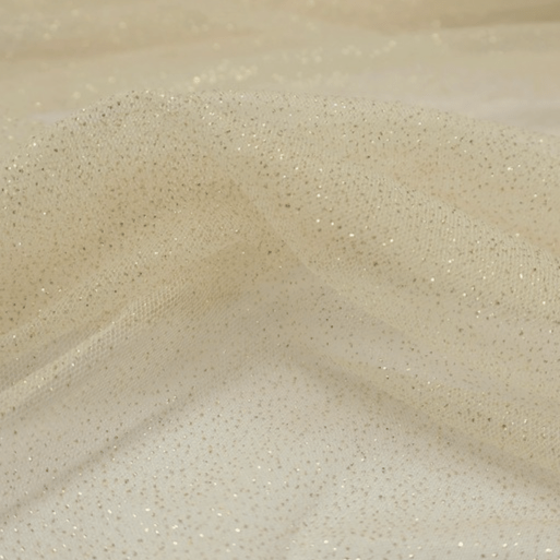Tule Glitter Off White Com Dourado