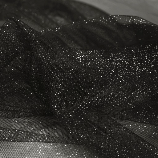 Tule Glitter Preto com Prata