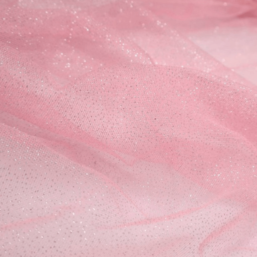 Tule Glitter Rosa com Prata