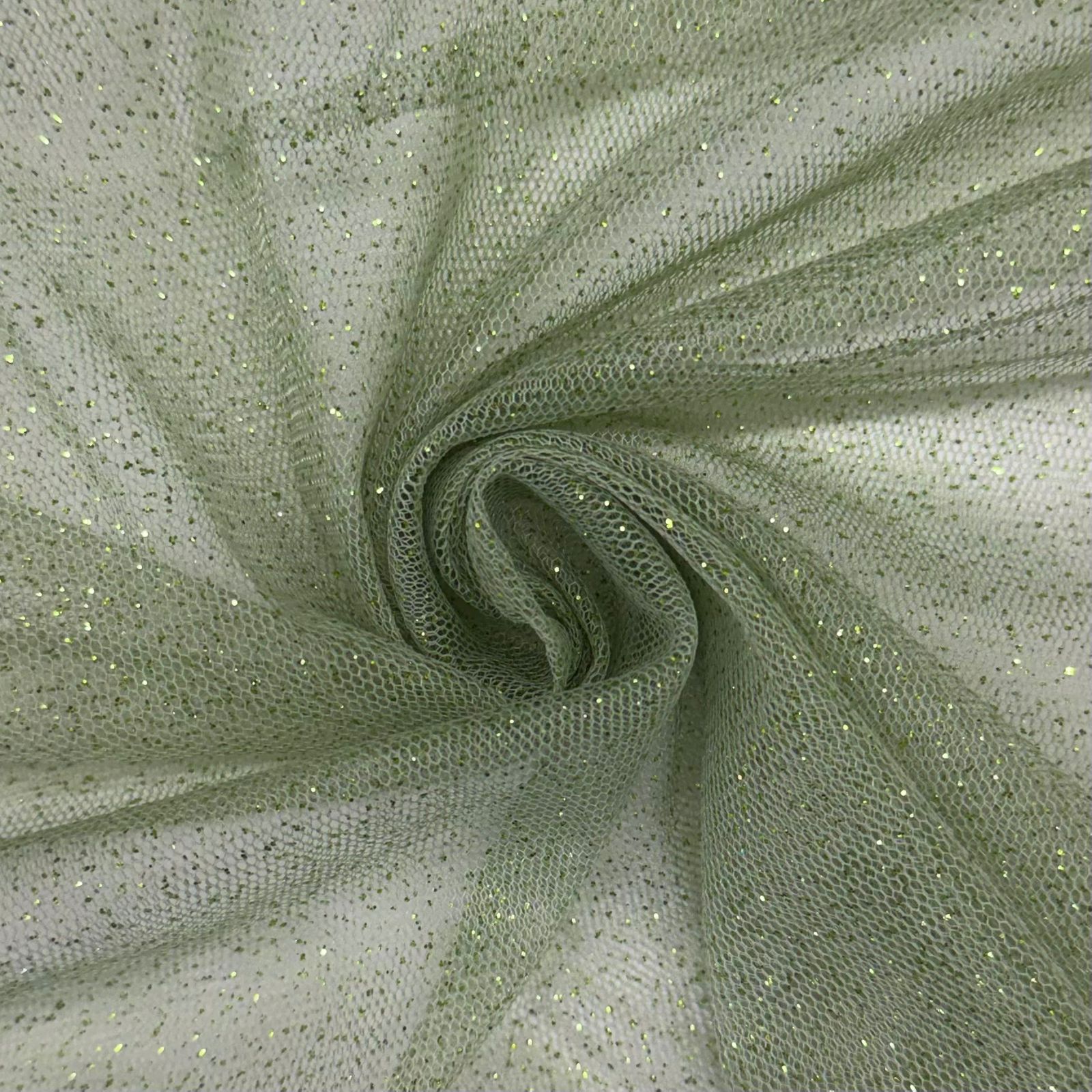 Tule Glitter Verde Chá