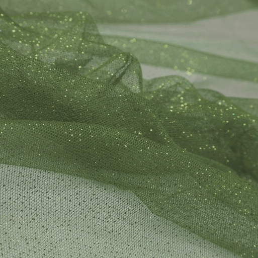 Tule Glitter Verde Oliva Sobretom
