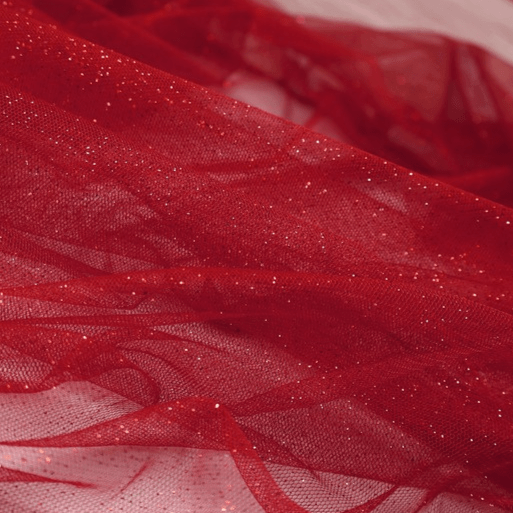 Tule Glitter Vermelho Sobretom