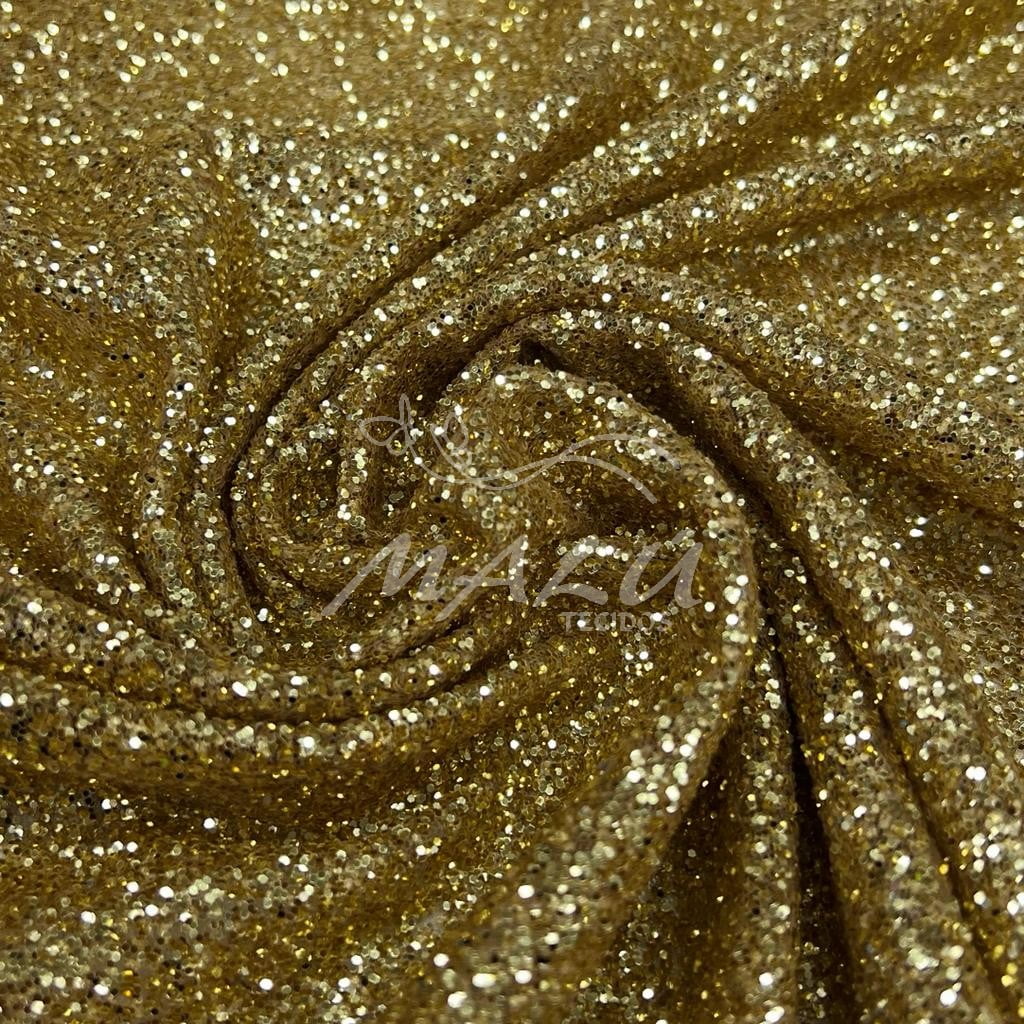 Tule Glitter Pesado Dourado