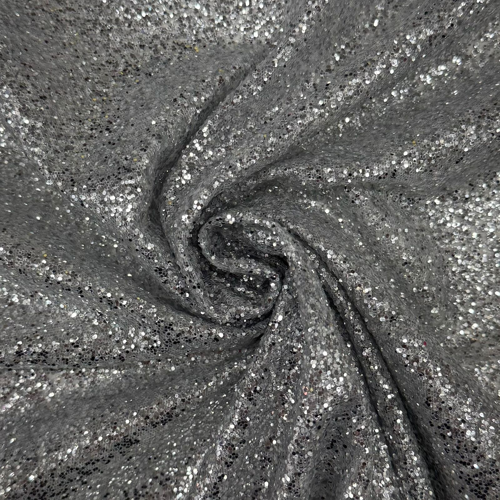 Tule Glitter Pesado Prata