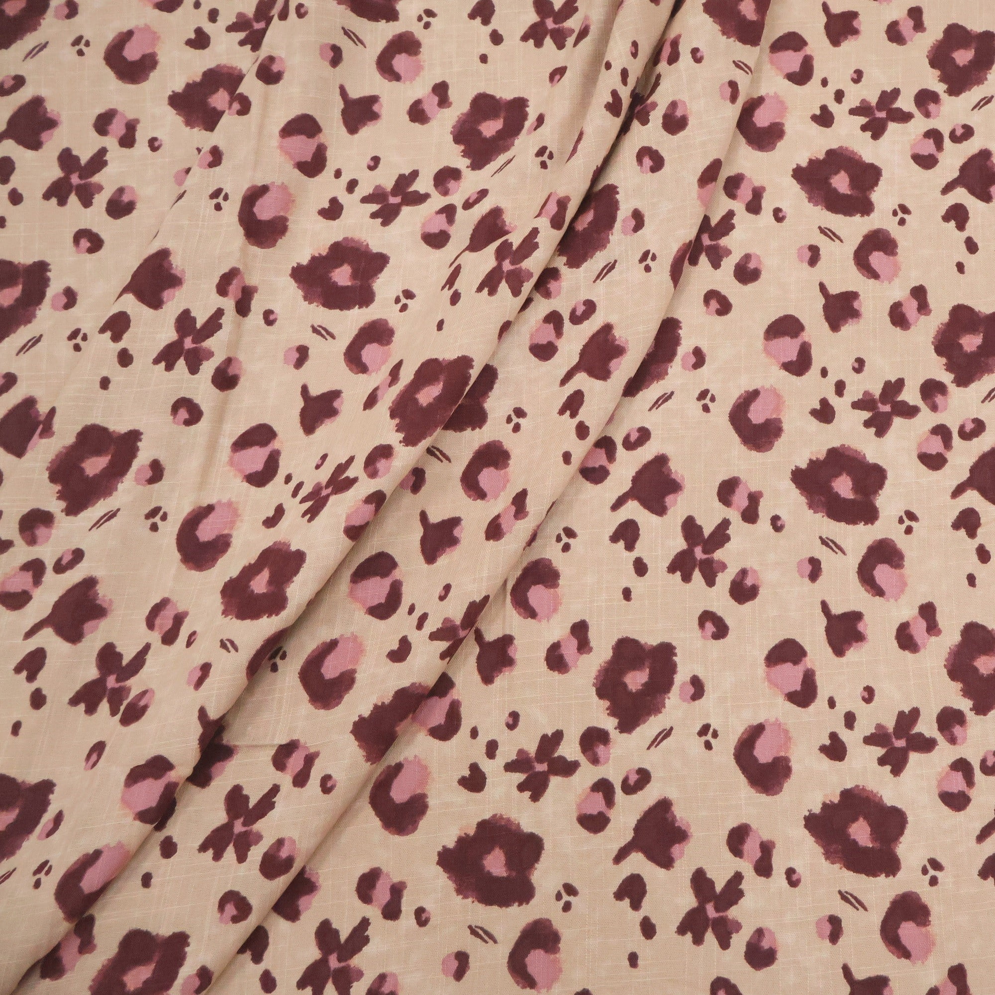 Viscolinho com Elastano Animal Print Leopardo Rosado