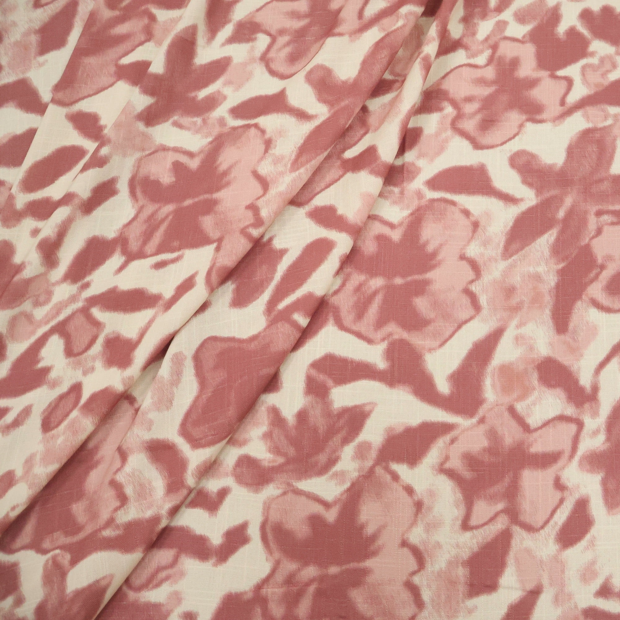 Viscolinho com Elastano Floral Aquarela Rosado