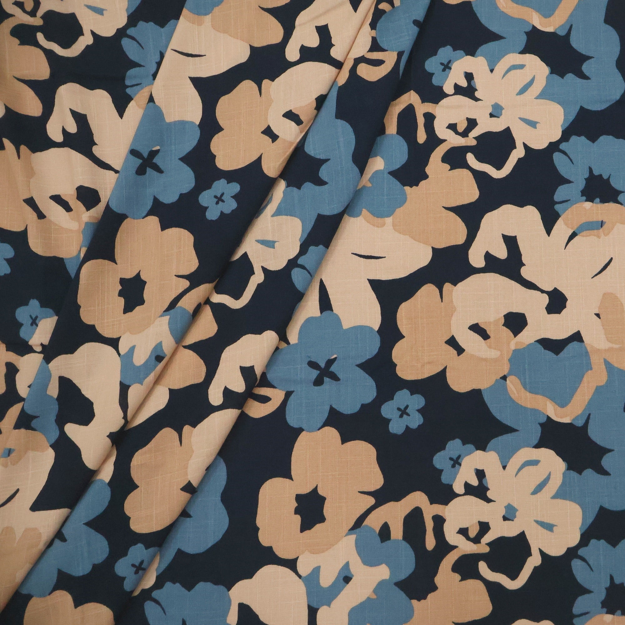 Viscolinho com Elastano Floral Azul