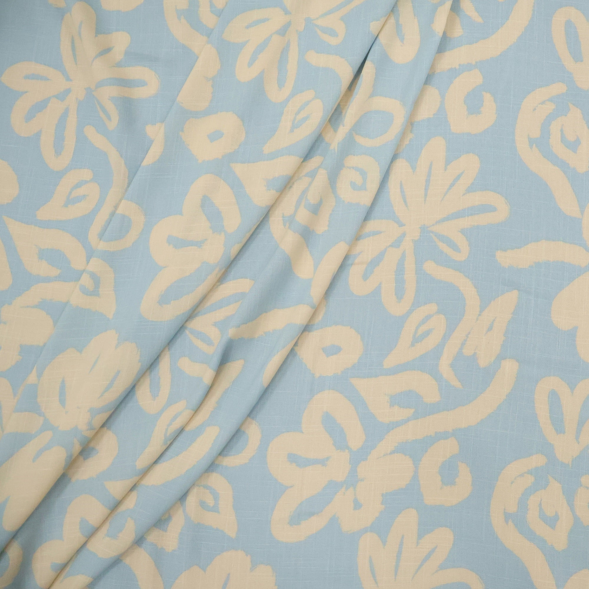 Viscolinho com Elastano Flores Simples Azul