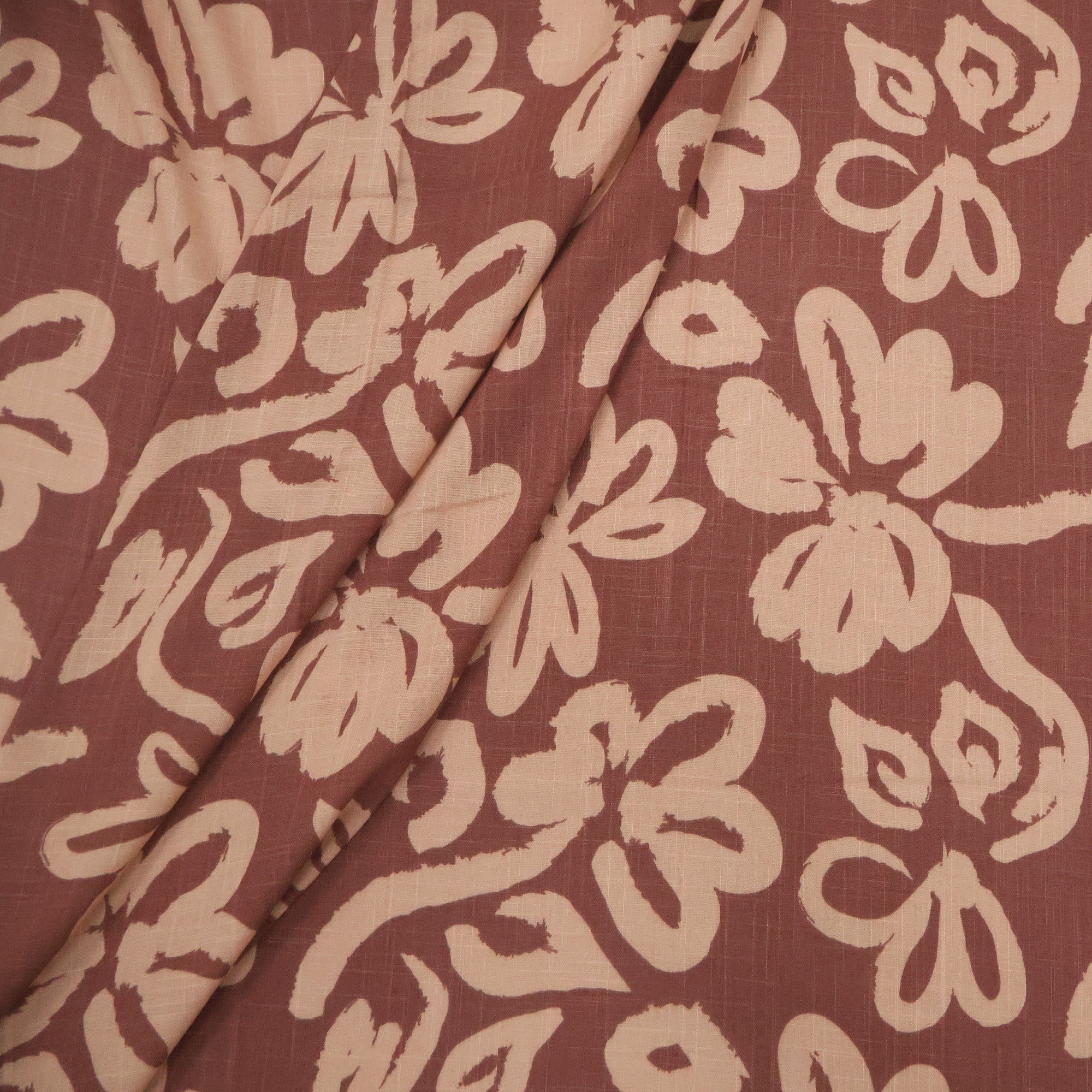 Viscolinho com Elastano Flores Simples Terroso