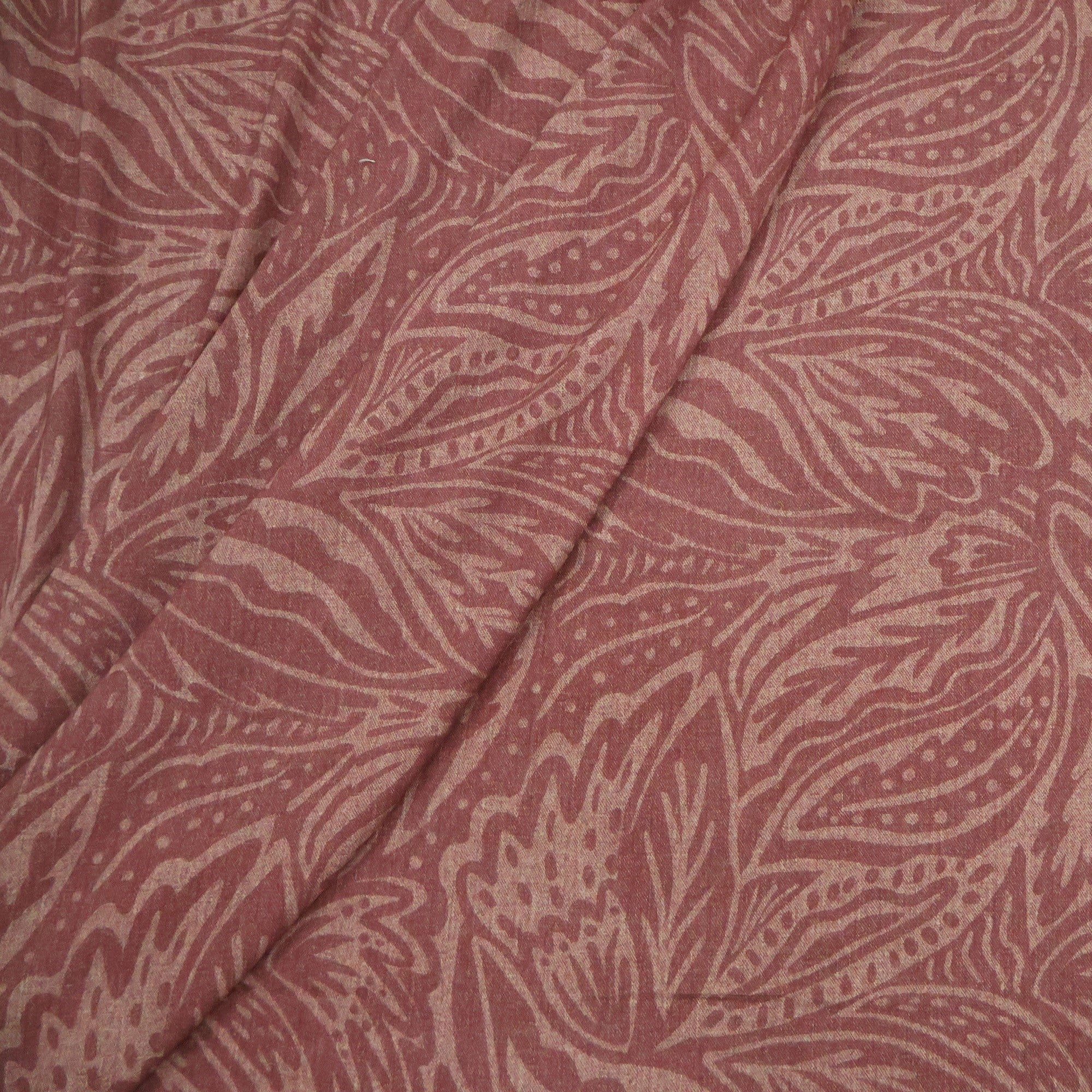 Viscolinho com Elastano Folhas Fundo Rosado