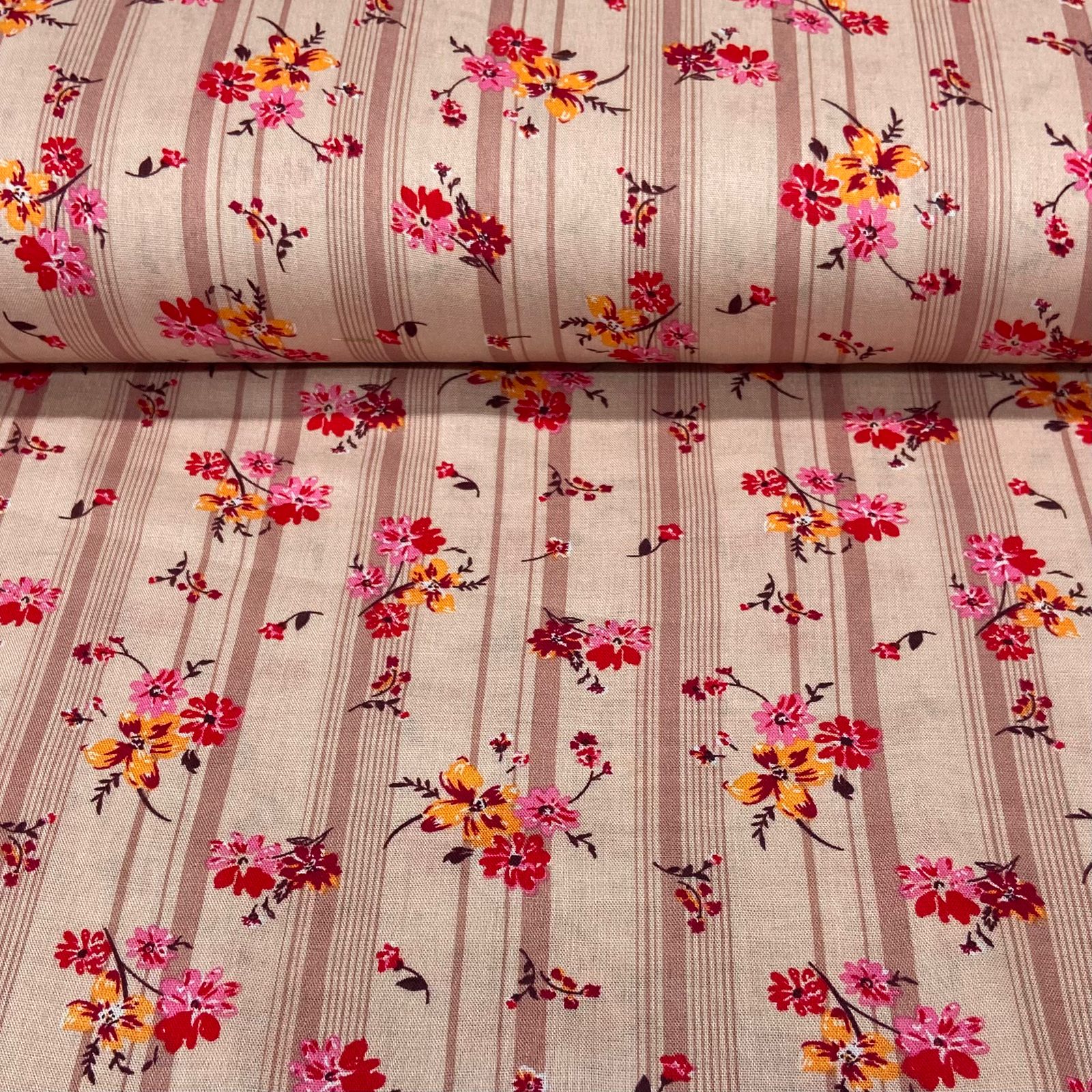 Viscose Flores Belas no Rosê