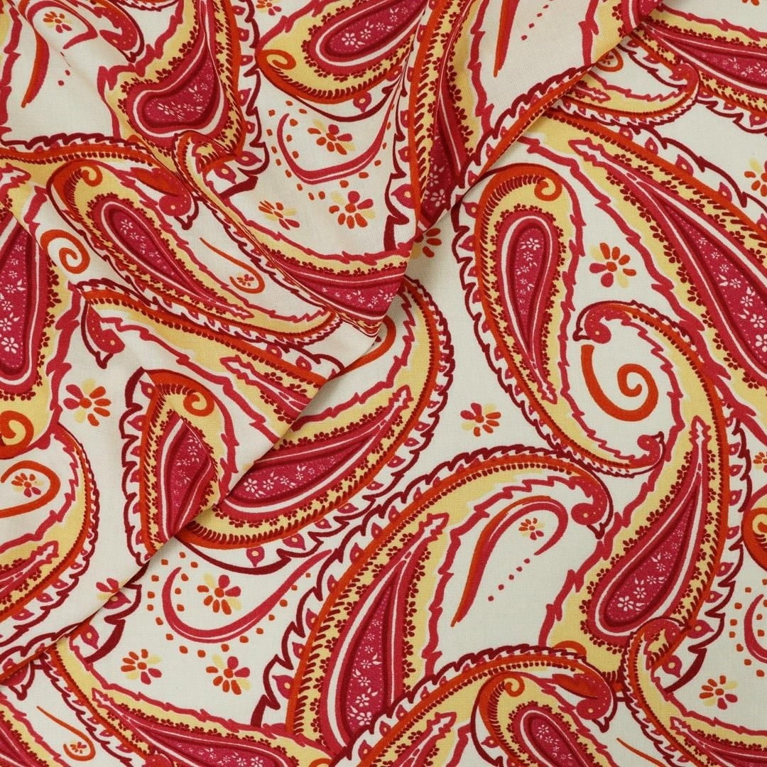Viscose Paisley Vermelho