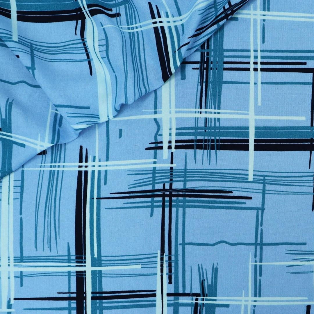 Viscose Riscada Azul 