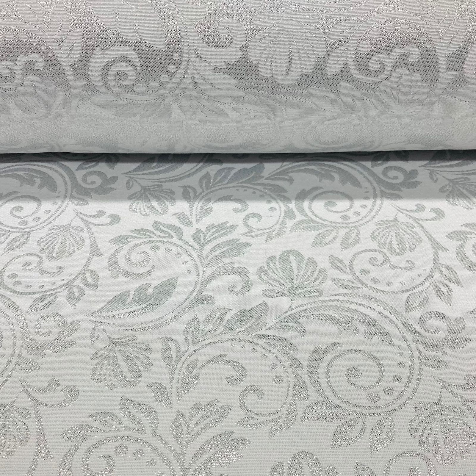 Jacquard Metalizado Branco com Prata