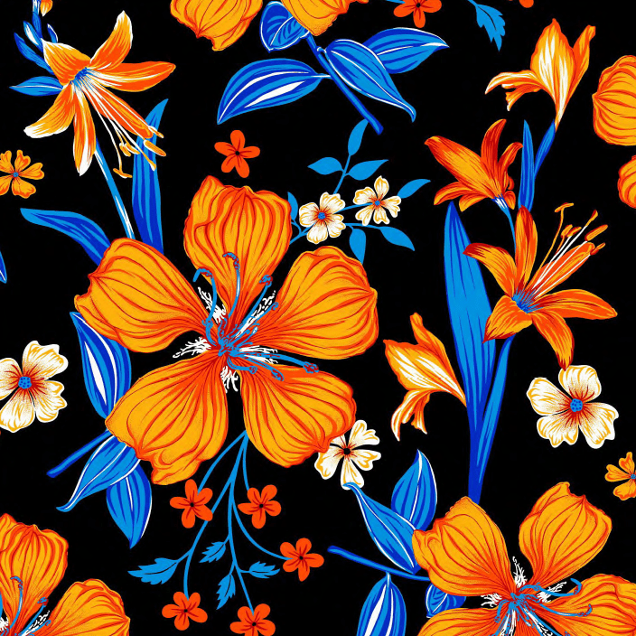 Chitão Flores Lindas no Preto