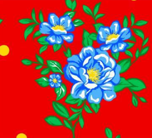 Chitão Vermelho Flor Azul