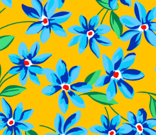 Chitinha Floral Azul no Amarelo