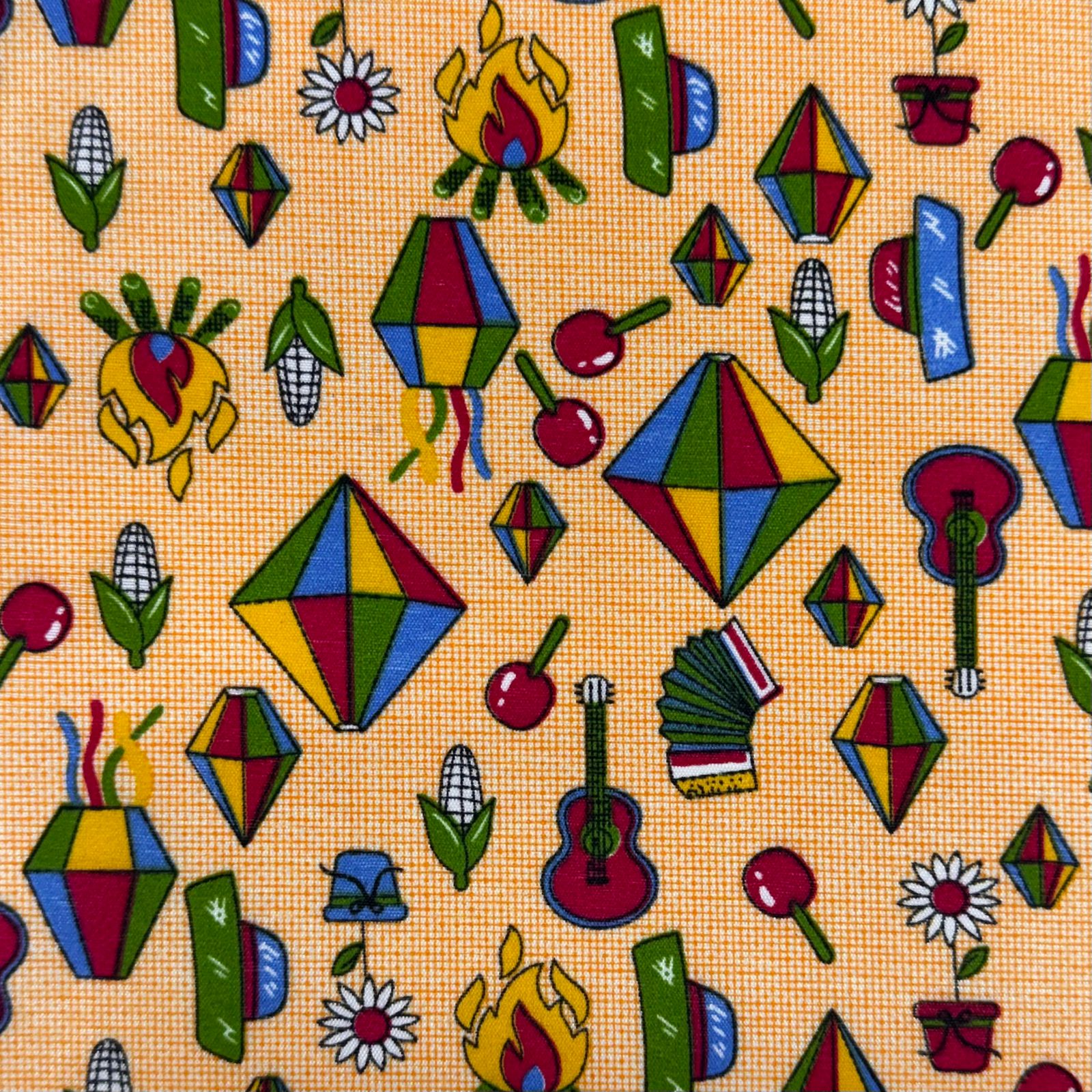 Chita Fake Elementos Juninos Fundo Laranja 