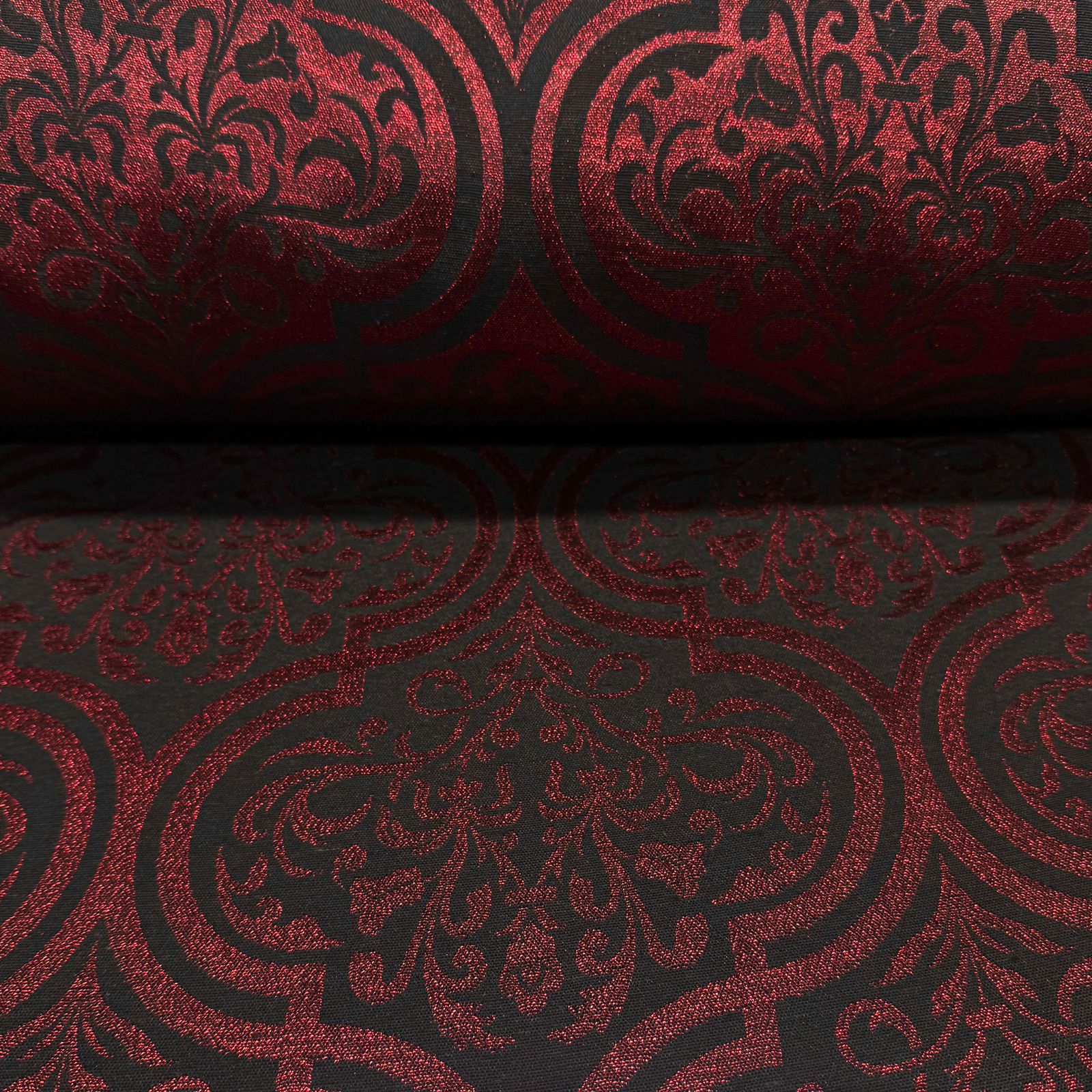 Jacquard Metalizado Ornamento Vermelho