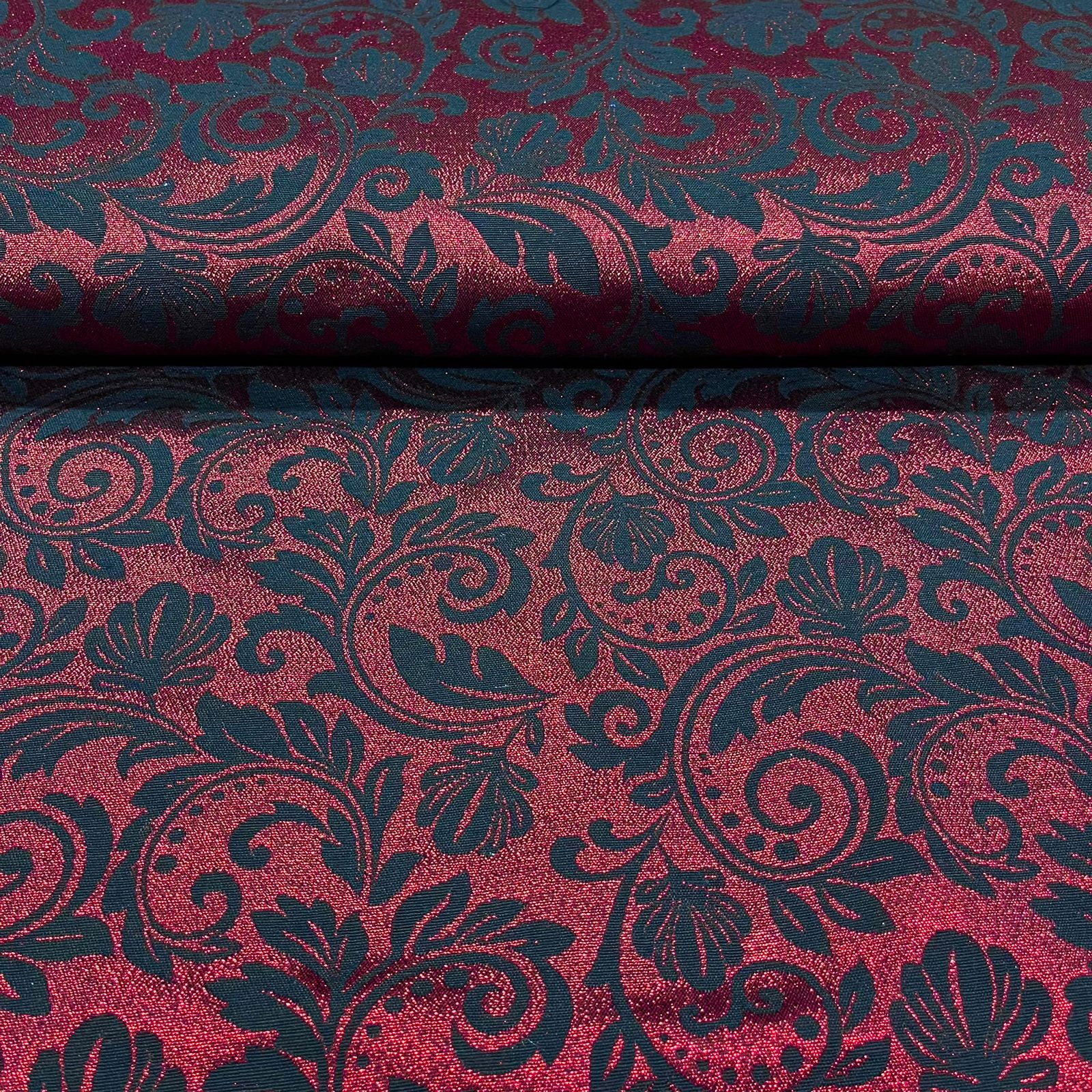 Jacquard Metalizado Vermelho