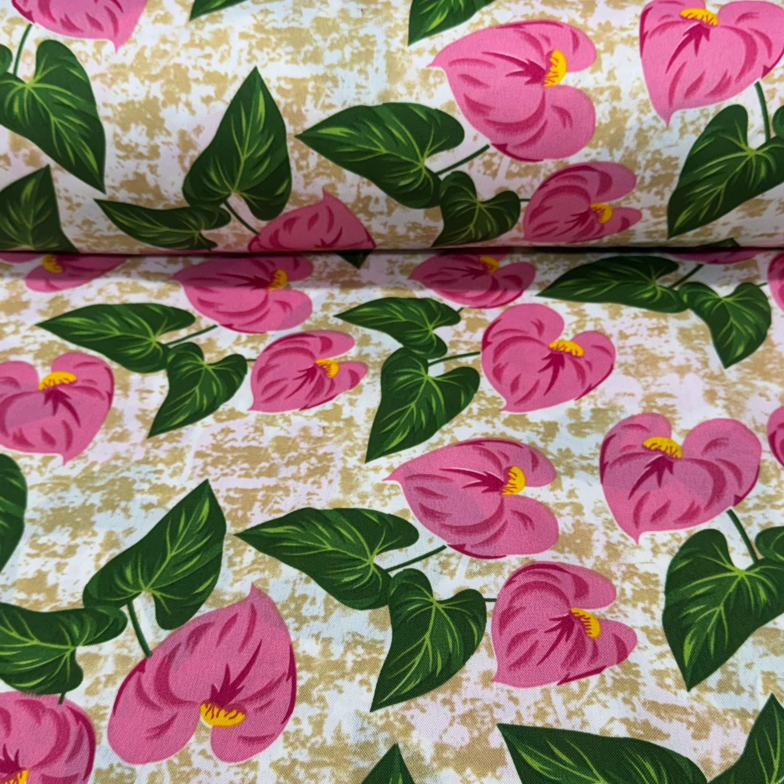 Oxford Estampado Antúrio Rosa