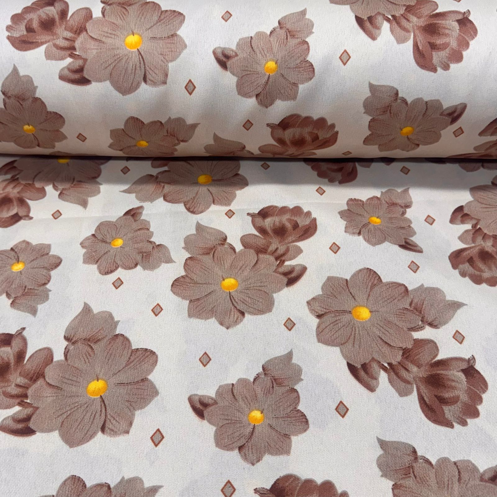 Oxford Estampado Flores Bege