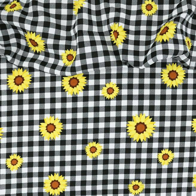 Oxford Estampado Xadrez Girassol Preto