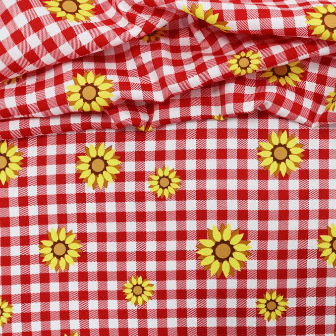 Oxford Estampado Xadrez Girassol Vermelho