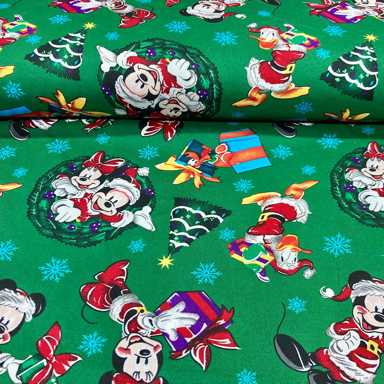 Toalha Natal Oxford Mickey e Minnie