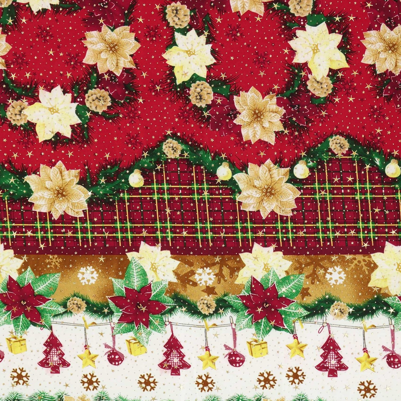 Toalha Natal Clássico Luxo com Brilho Dourado