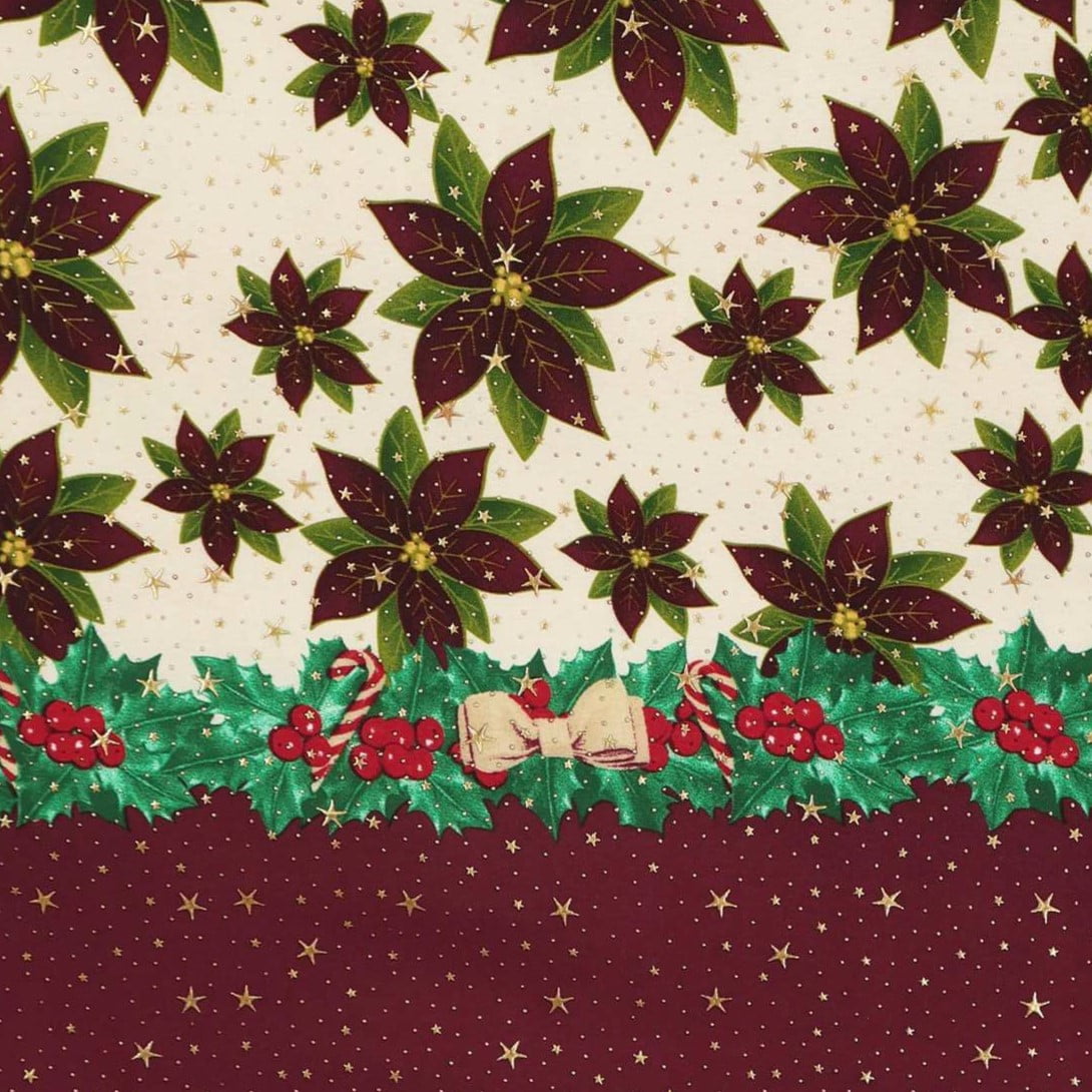 Toalha Natal Flores da Véspera com Brilho Dourado