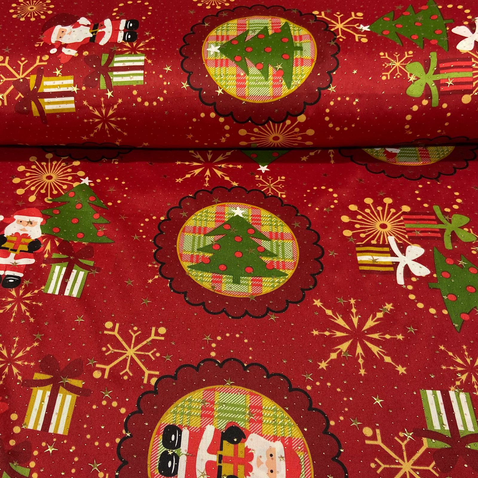 Toalha Natal Brilho de Natal com Brilho Dourado