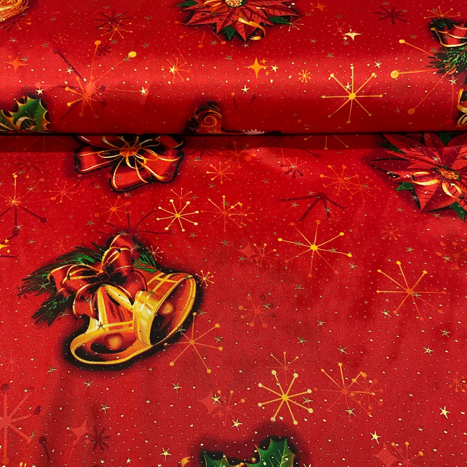 Toalha Natal Clima de Natal com Brilho Dourado